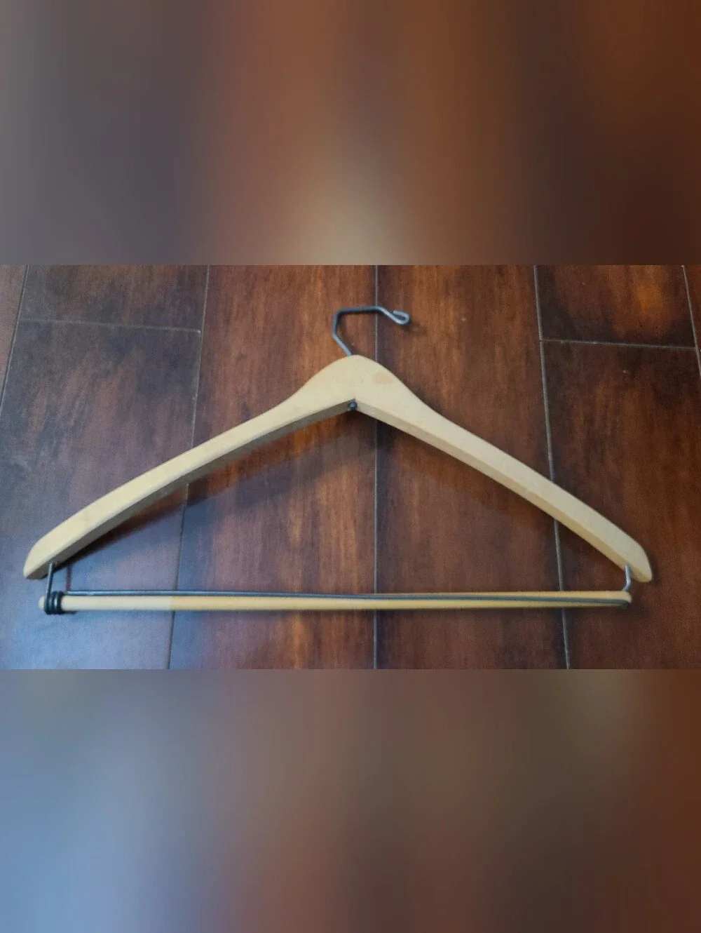 Timely Wooden Suit Hanger w/ Metal Hook & Trouser Bar, Beige Solid, 18 in